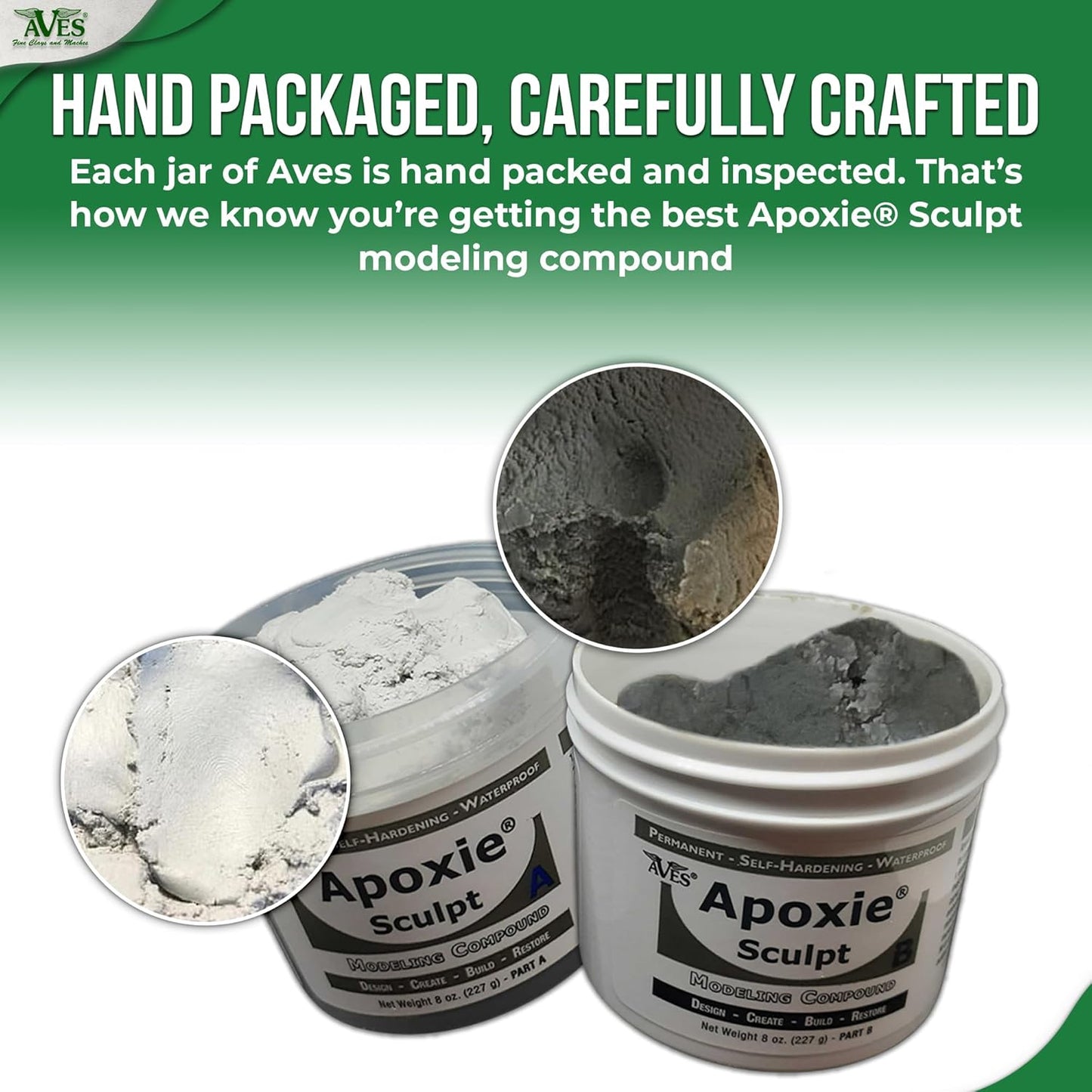 Apoxie Sculpt - 2 Part Modeling Compound (A & B) - 1 Pound, White/Stone White