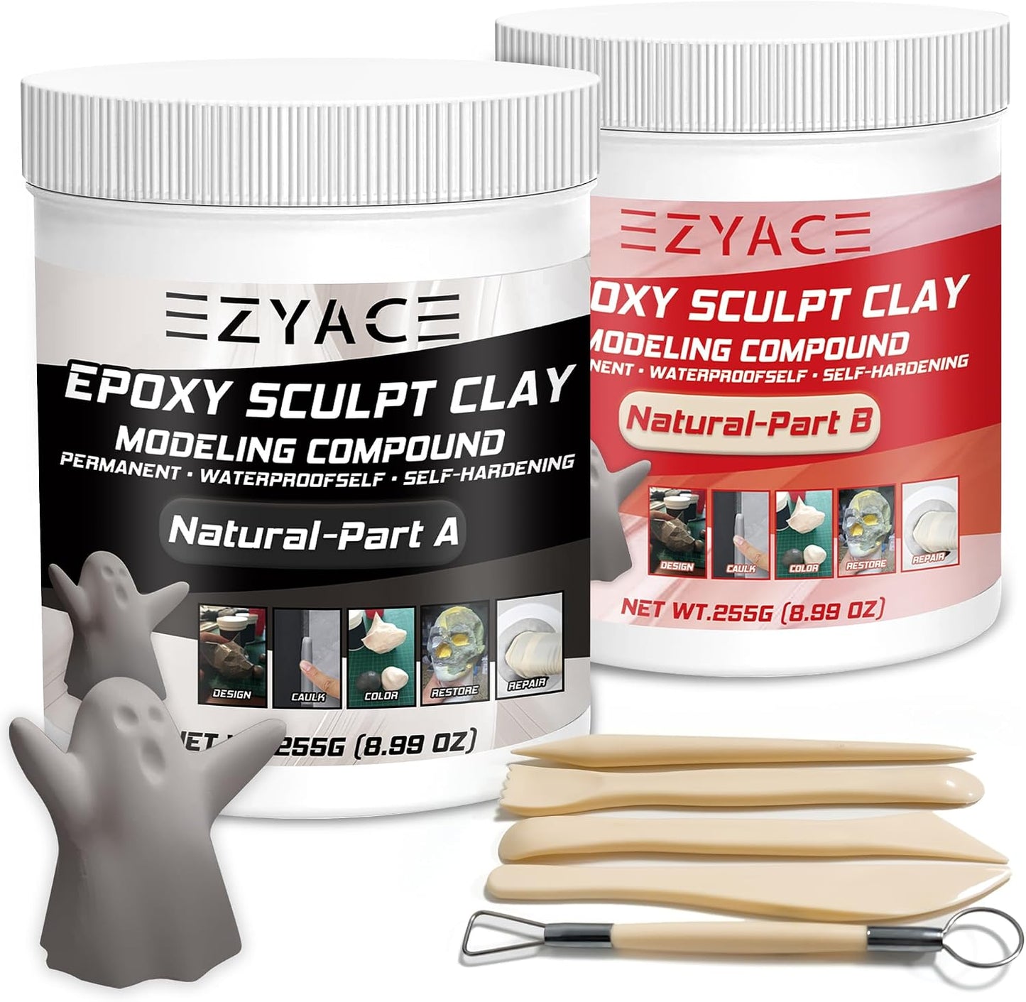 Epoxy Clay, Magic Epoxy Sculpt Clay, 2 Part Modeling Compound (A & B) of Magic Sculpt Epoxys Clays for Sculpting, Modeling, Building and Repairing, Epoxy Putty, Natural, 1 Pound