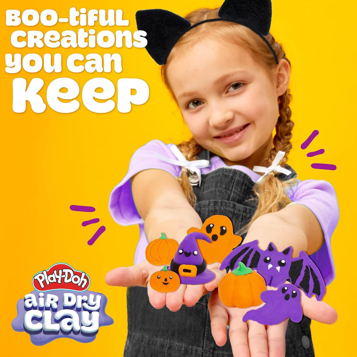 Play-Doh Scented Air Dry Clay, 2-Pack Halloween Bundle, 1 Purple Grape, 1 Orange, Goodie Bag Stuffers, Art Supplies, Arts and Crafts for Kids, Craft Supplies, Toddler Party Favors