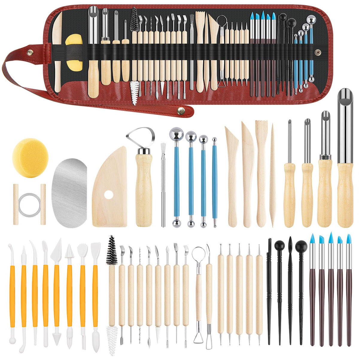 23PCS Clay Tools Sculpting, Ceramic & Pottery Modeling Tool, Ceramics Tools Set, Polymer Tools Kit, Air Dry Clay Tools for Carving, Molding, Pottery Wheel, Crafting Supplies, Pros, Beginners, Adults