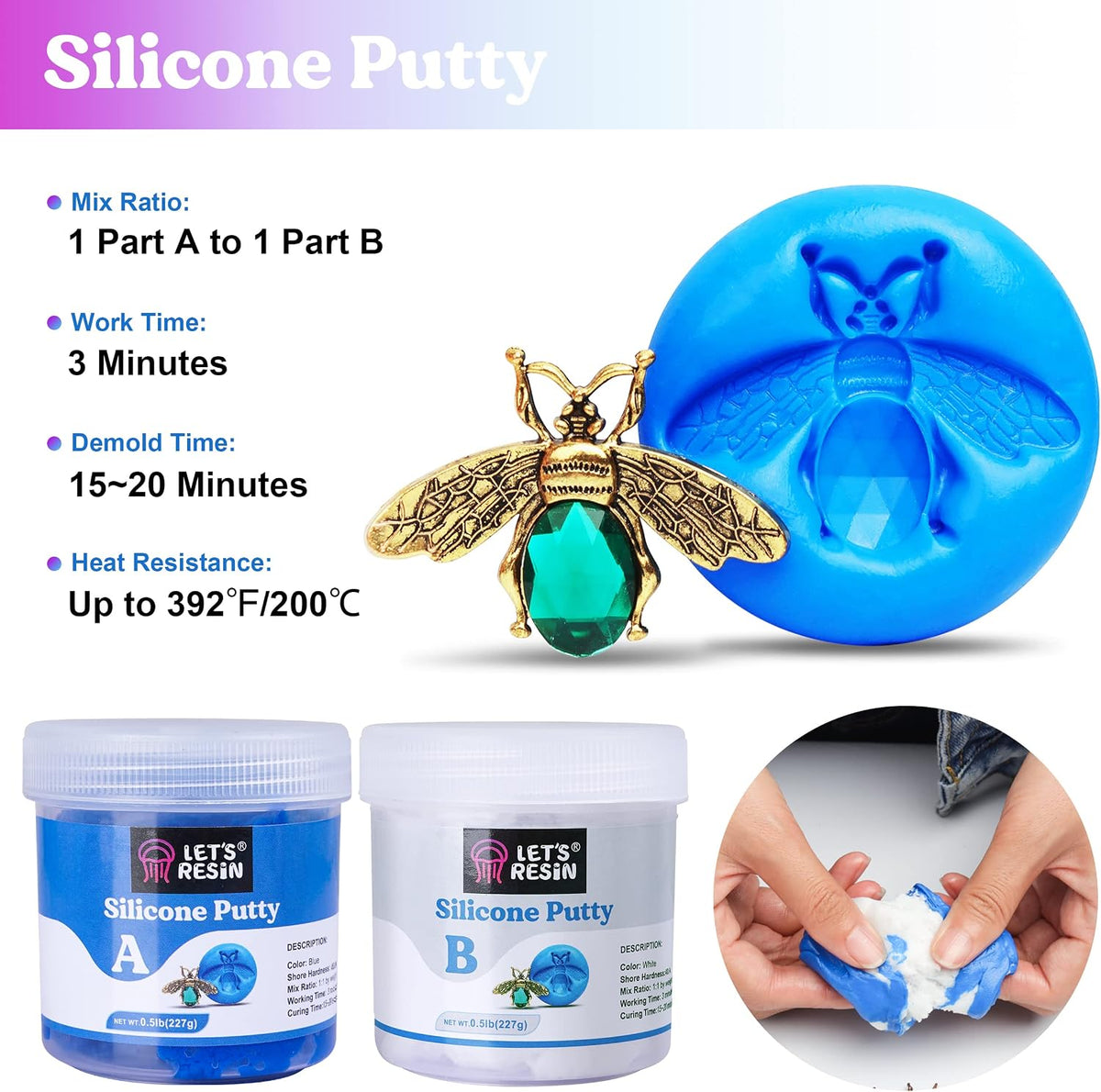 LET'S RESIN Silicone Putty, 1LB/40A Mold Making Kit