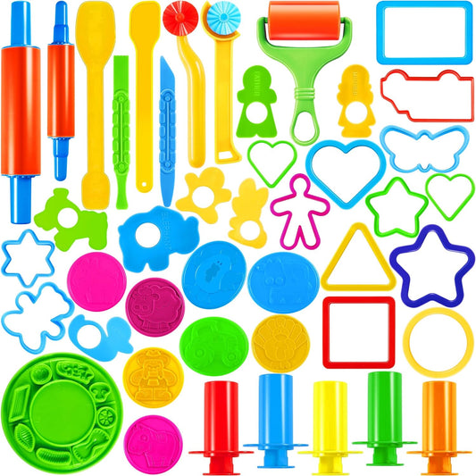 JOYIN 44 Clay Tools Set for Kids, Clay Accessories with Various Plastic Molds, Rolling Pins, Cutters, Gift for Boys Girls