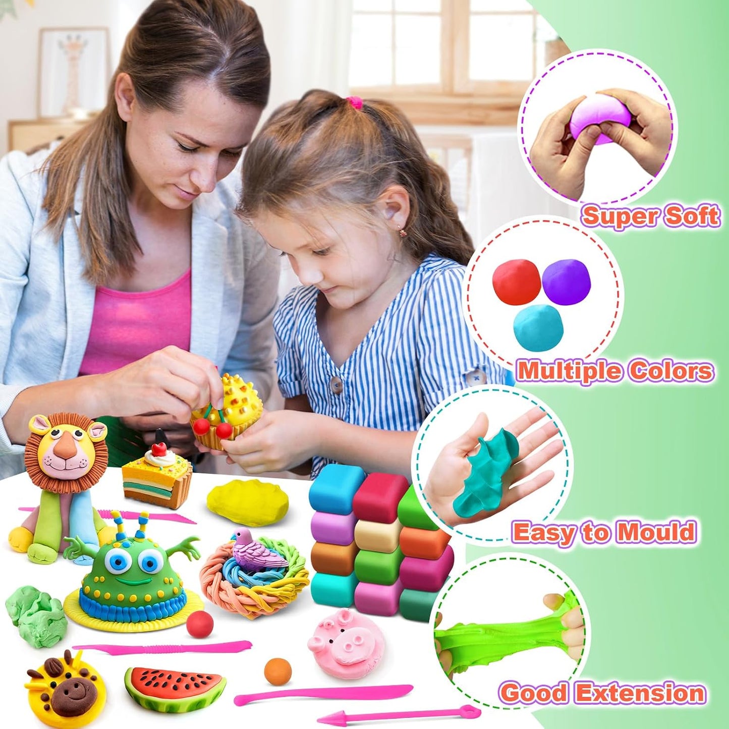 Air Dry Clay 192 Colors, Modeling Magic Clay Gift for Kids