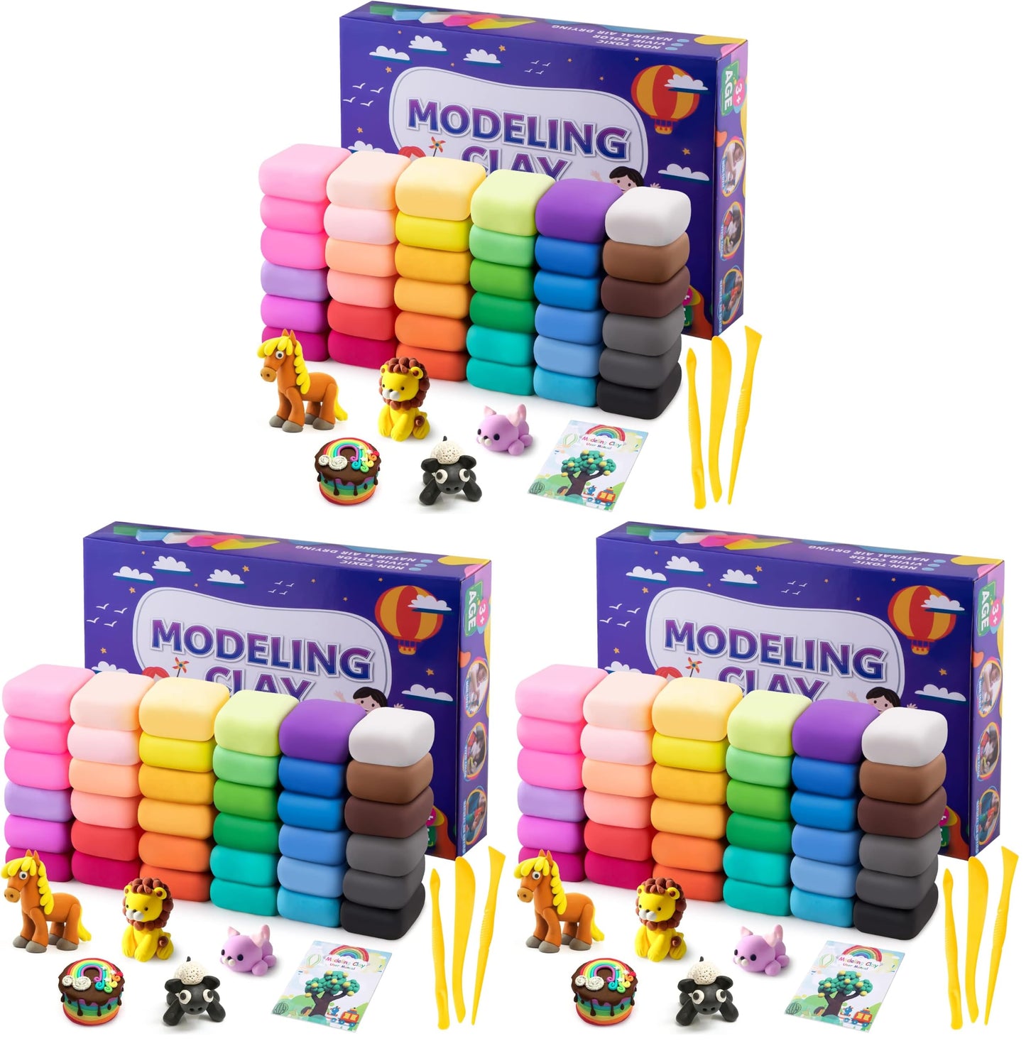 Air Dry Clay, 36 Colors Modeling Clay Kit with 3 Sculpting Tools, Magic Foam Clay for Kids and Adults, DIY Molding Clay Gift for Boys and Girls
