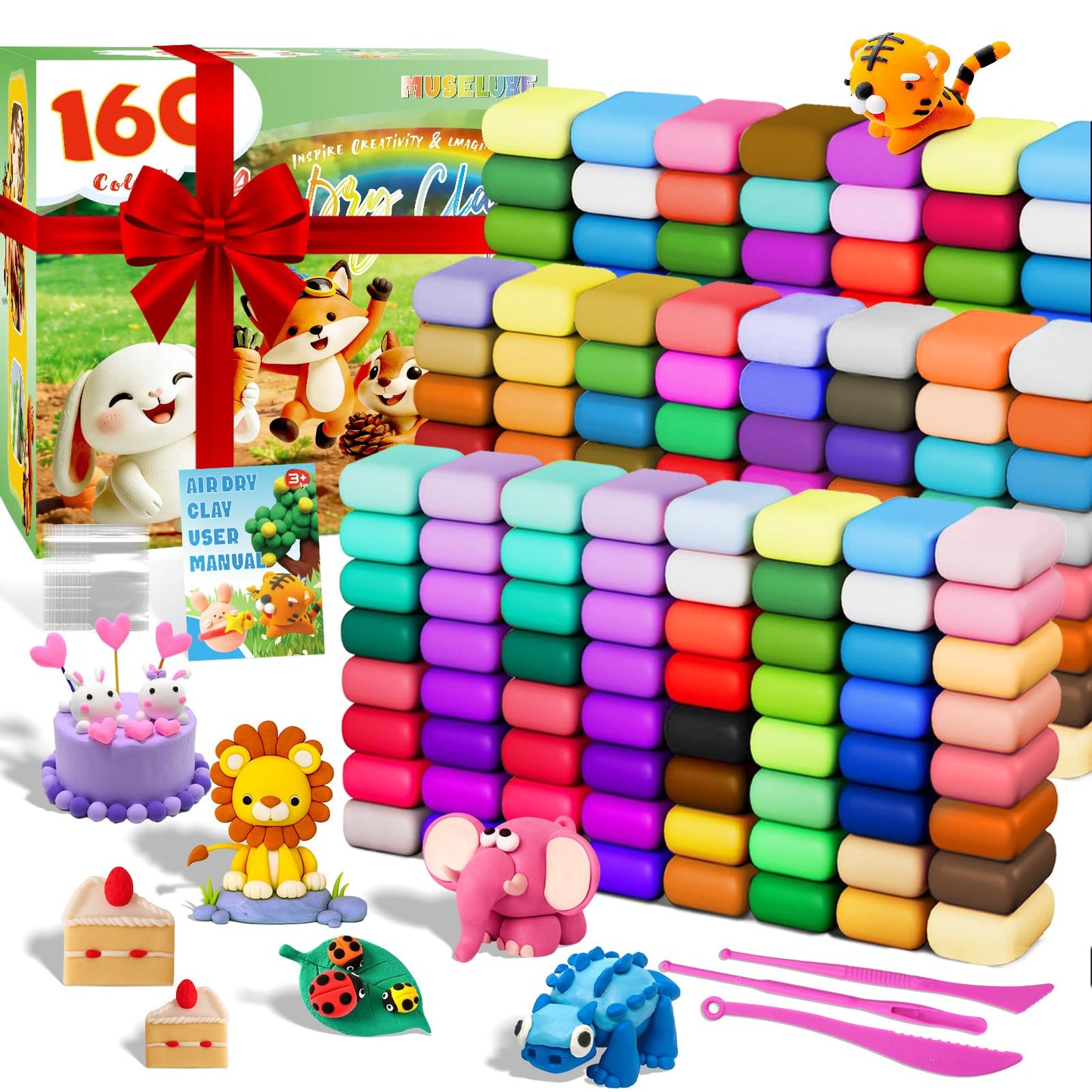 MuseLuxe 120 Colors Air Dry Clay Kit with Sculpting Tools