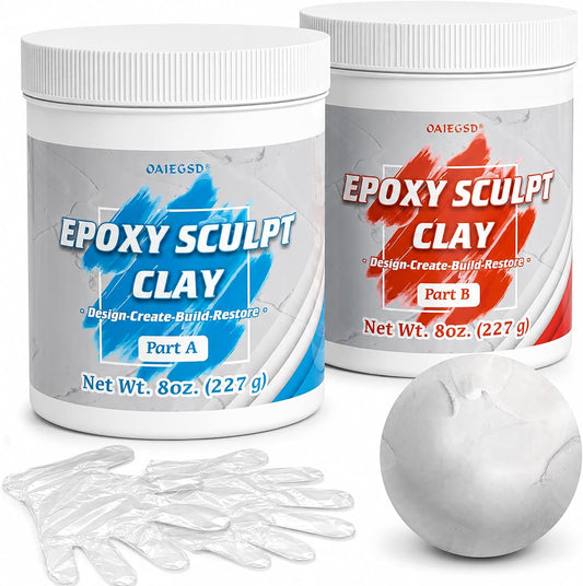1 lb White Epoxy Putty Sculpt Clay, 2 Part Self Hardening Modeling Clay