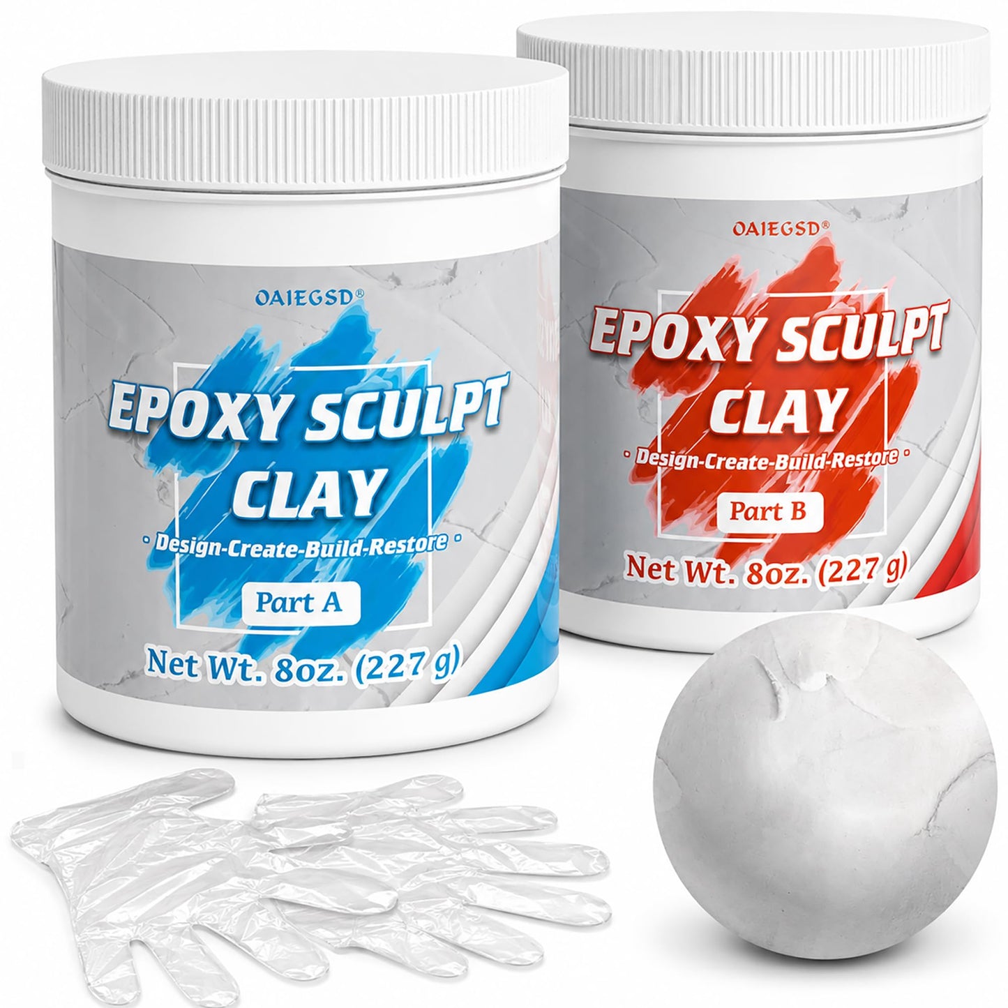 1 lb White Epoxy Putty Sculpt Clay, 2 Part Self Hardening Modeling Clay