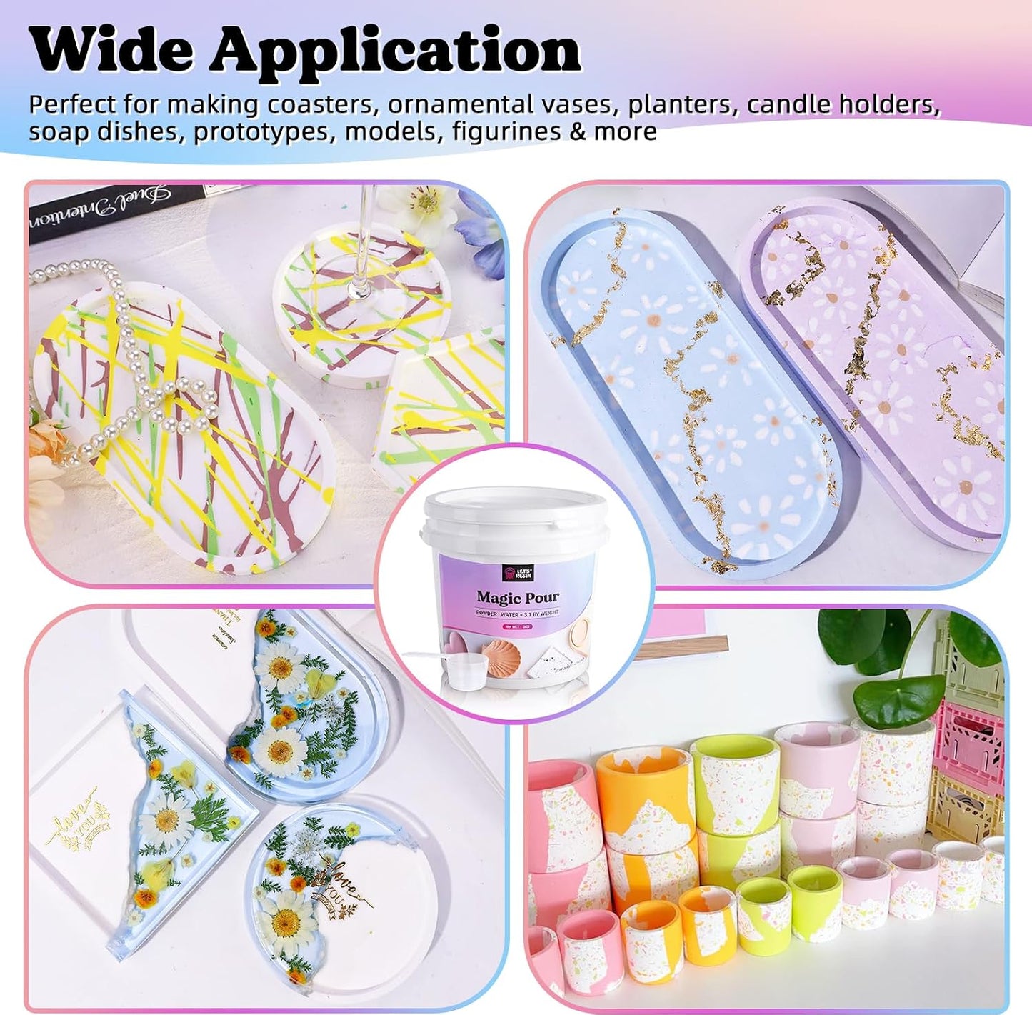 LET'S RESIN Resin Casting Powders 3000g,20~30 Minutes De-Mold Ceramic Resin