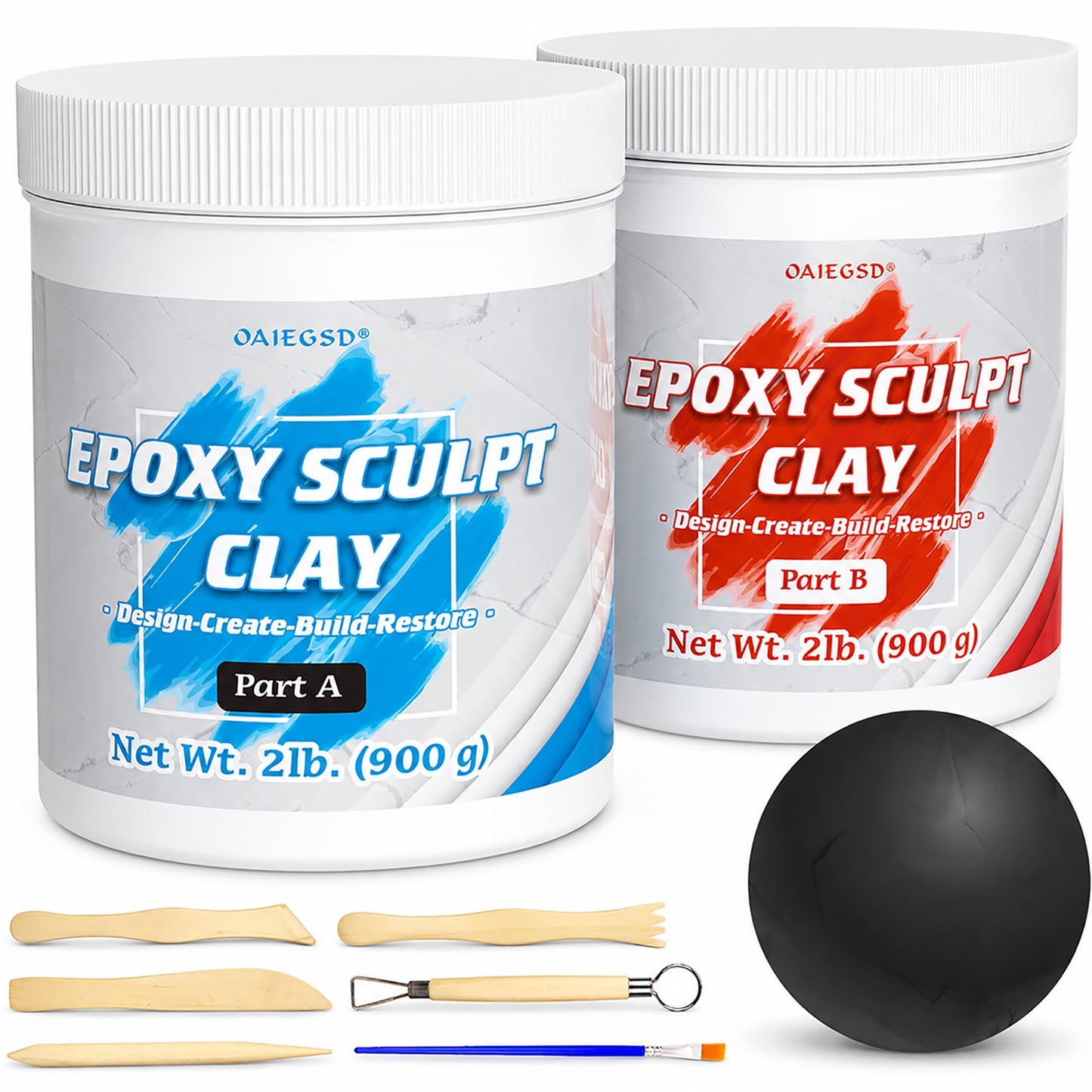 1 lb White Epoxy Putty Sculpt Clay, 2 Part Self Hardening Modeling Clay