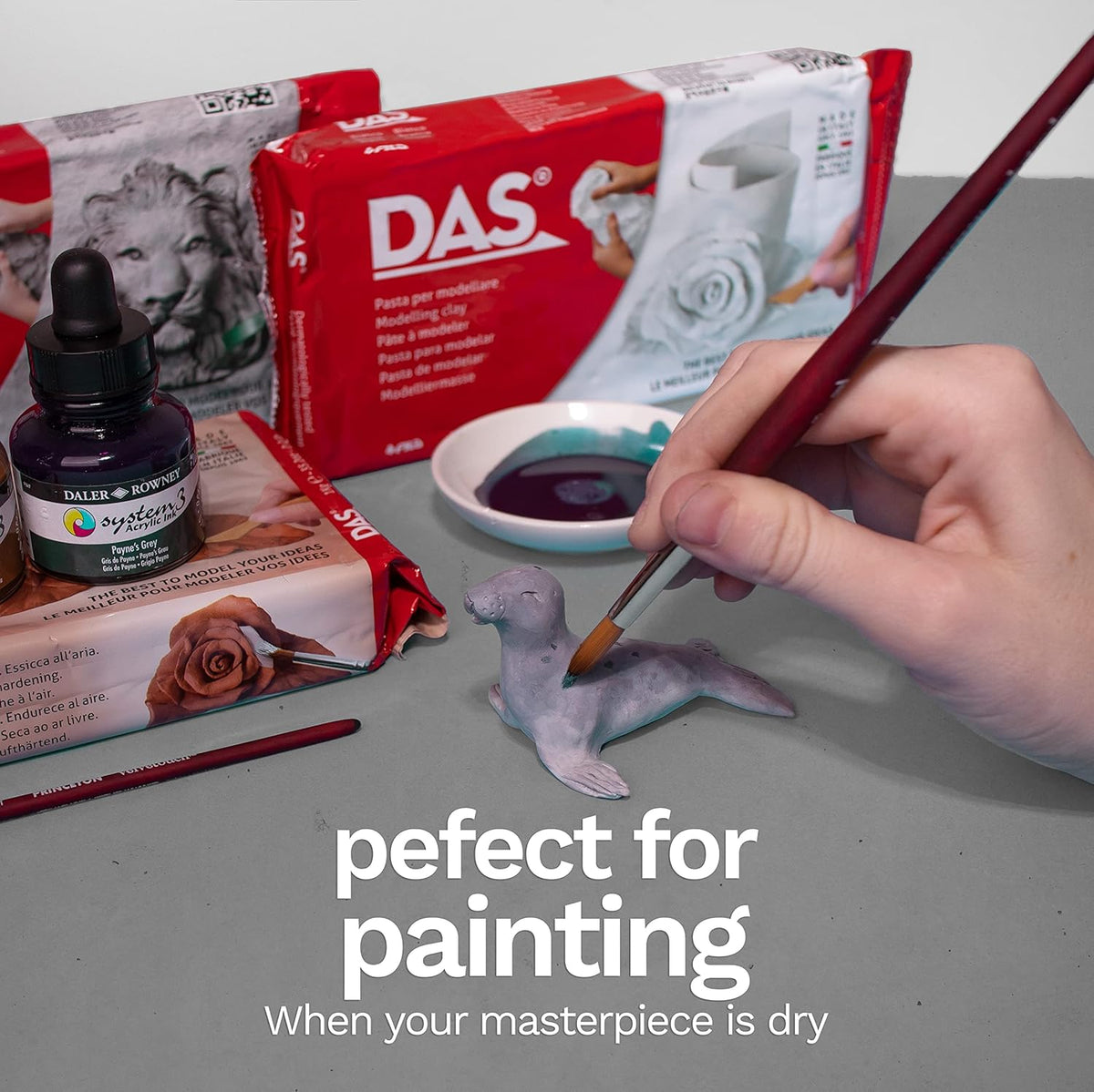 DAS Air-Hardening Modeling Clay - Stone Air Dry Clay 2.2lb Block - Pliable Air Clay for Sculpting and Coating - Introductory Air Dry Modeling Clay for All Ages - Molding Clay for Sculpting and More