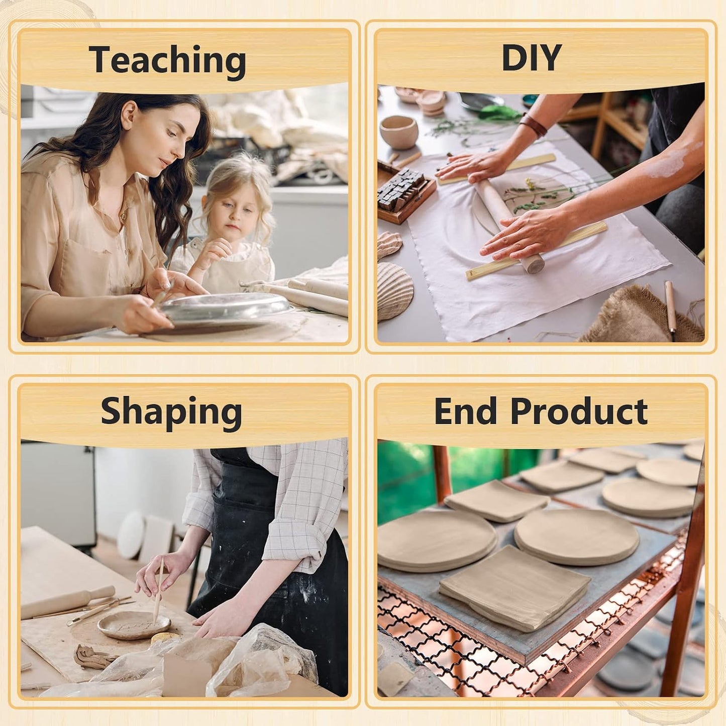 Sasylvia 10 Pcs Clay Pottery Rolling Pin Guides,5 Size,Wood Color