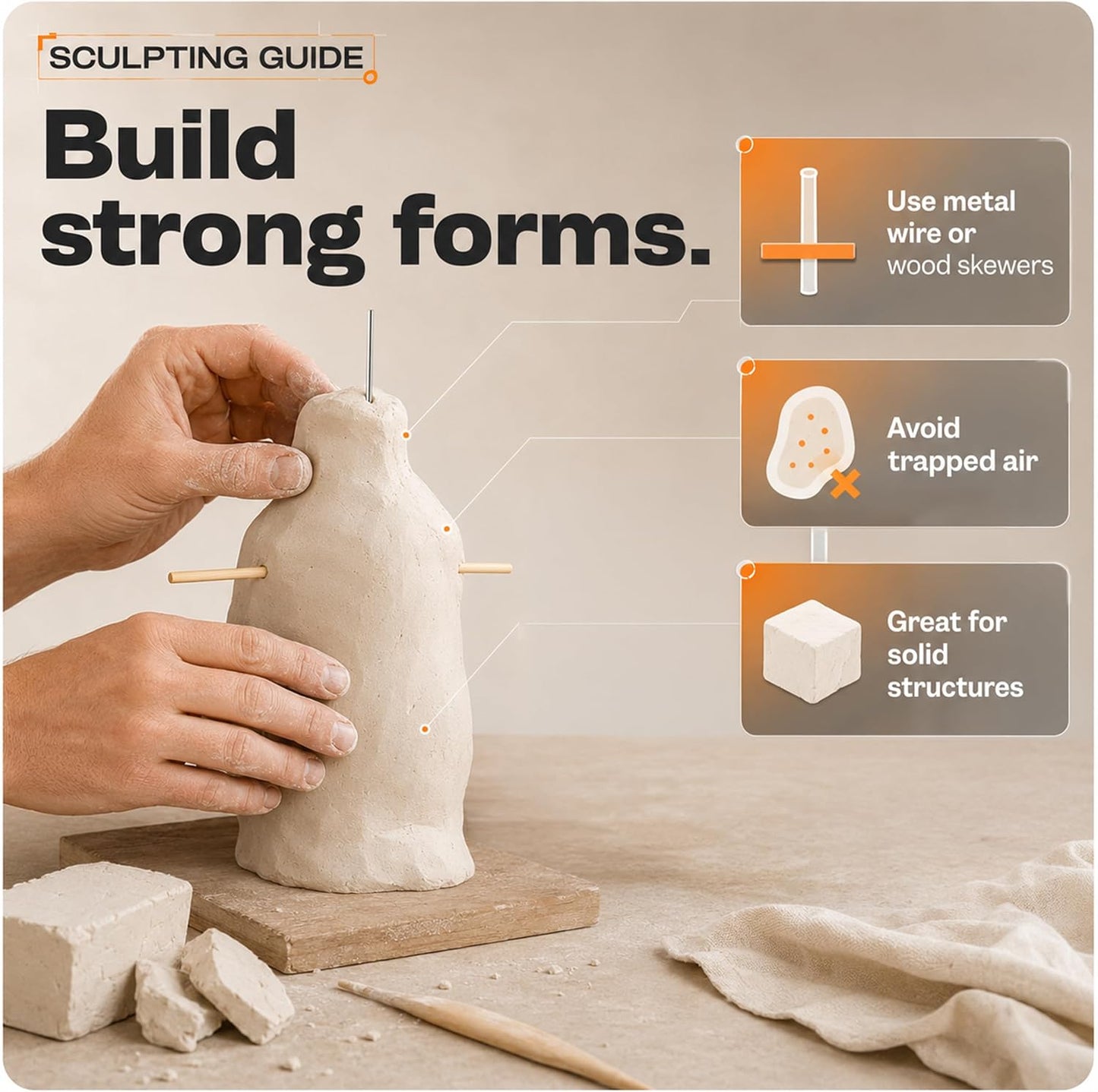 WOODOVER Premium Air Dry Clay White, 10 lb – Natural Modeling Clay for Sculpting, Pottery & DIY Crafts – Self-Hardening for Artists, Beginners and Professionals