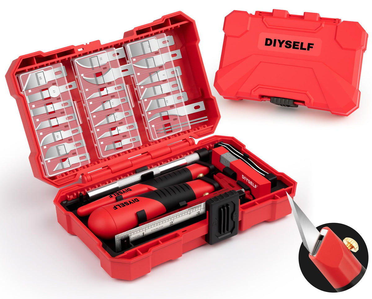 DIYSELF Craft Hobby Knife Set with 10 Extra #11 Blades, 6-Inch Metal Ruler