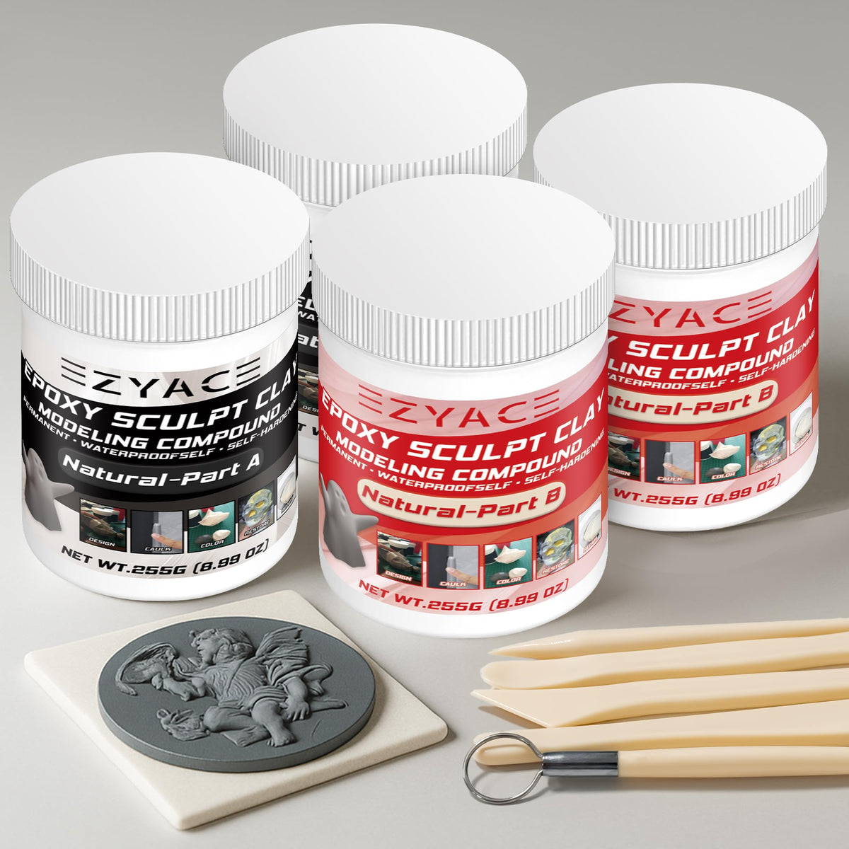 Epoxy Clay, Magic Epoxy Sculpt Clay, 2 Part Modeling Compound (A & B) of Magic Sculpt Epoxys Clays for Sculpting, Modeling, Building and Repairing, Epoxy Putty, Natural, 1 Pound