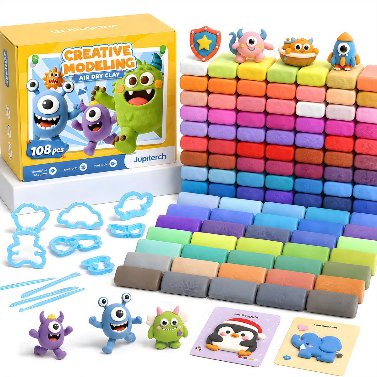 JUPITEARTH Air Dry Clay for Kids, 36 Colors Modeling Clay Kit